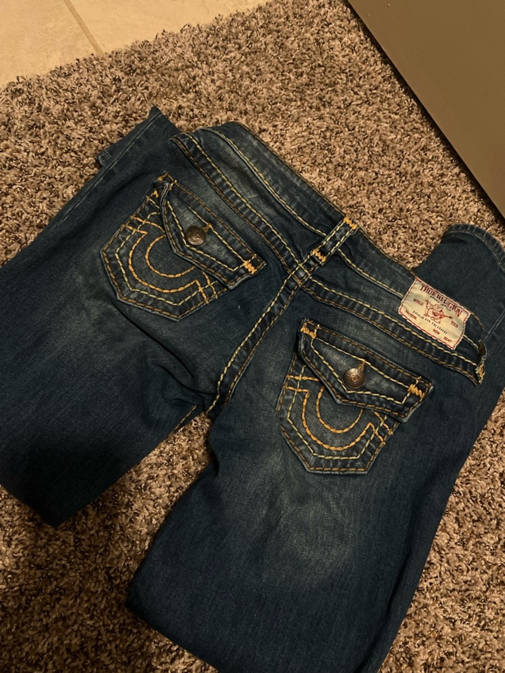 true religion yellow stitch jeans